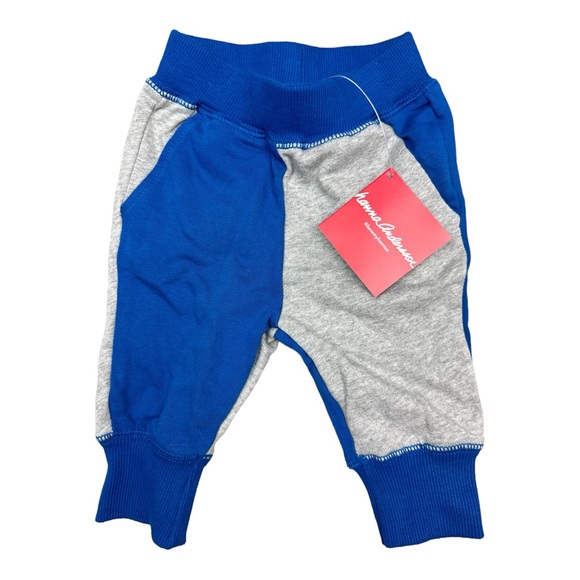 3/6 Mos NWT Hanna Andersson Pull on Jogger Blue and Gray Organic - Picture 1 of 6